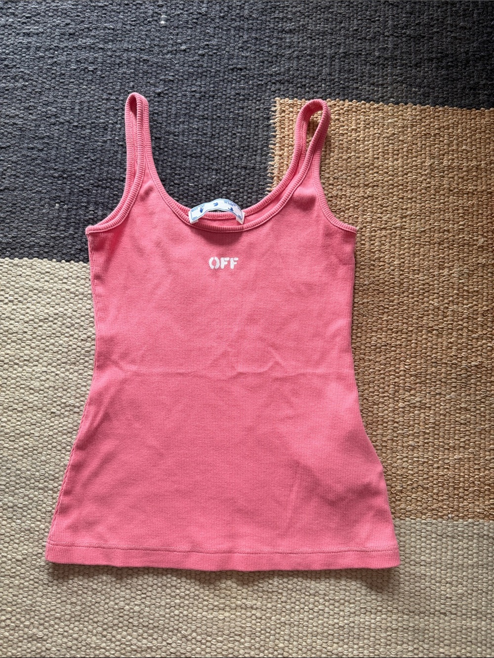 Off-White Pink Ribbed Tank Top